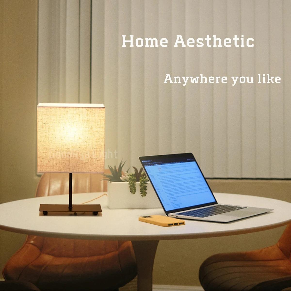 USB Dimmable Japanese Fabric Retro Desktop Table Lamp, Bedside Light  Bedroom Creative Decorative Lamp Reading Books Lighting - Pacisia