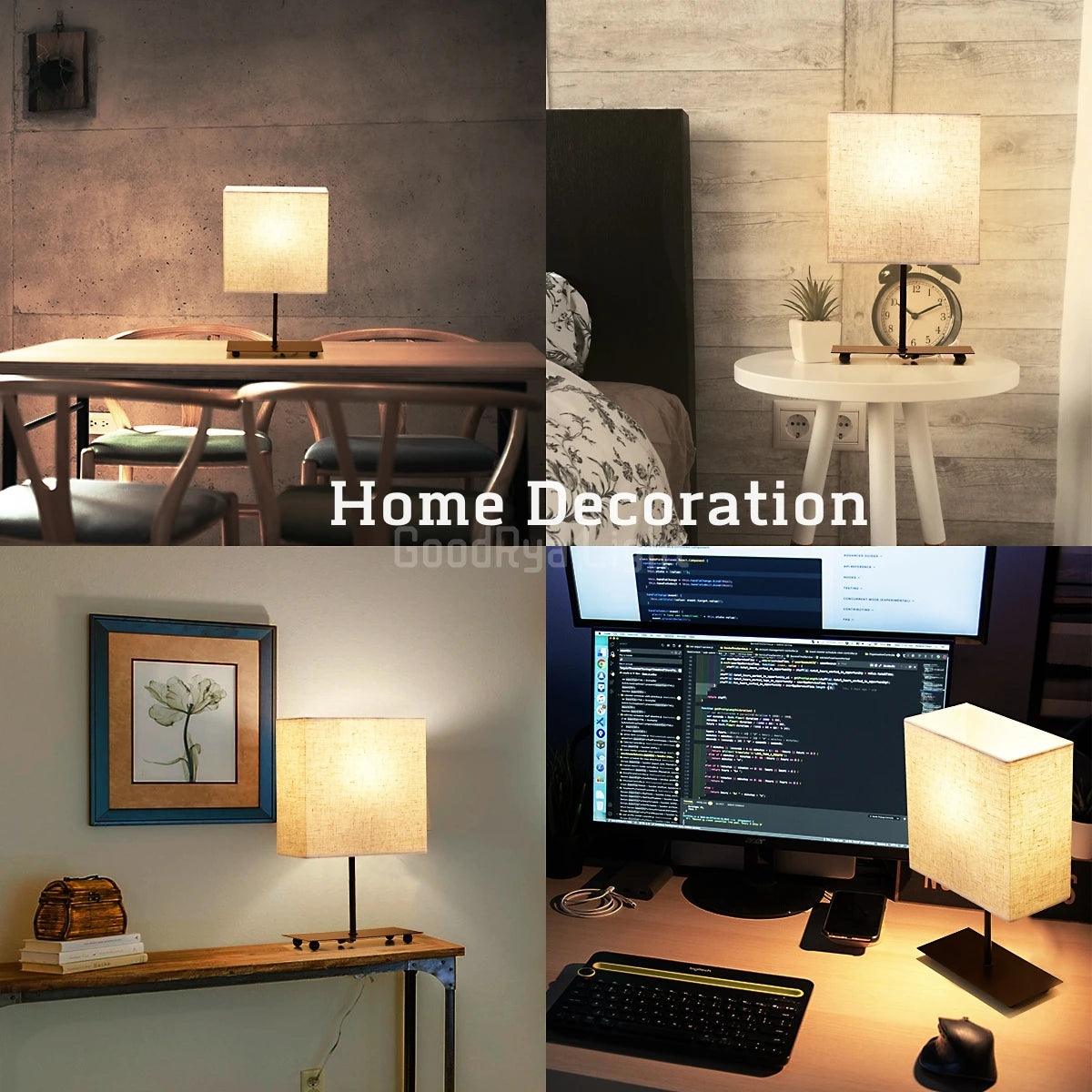 USB Dimmable Japanese Fabric Retro Desktop Table Lamp, Bedside Light  Bedroom Creative Decorative Lamp Reading Books Lighting - Pacisia